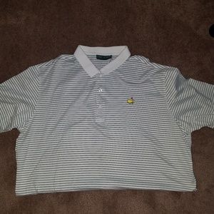 Masters Green and White Stiped Polo xxl